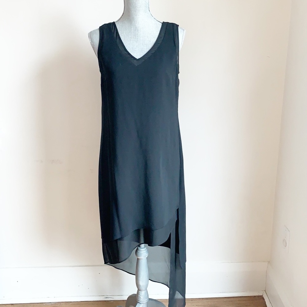 White House Black market hi low sleeveless black cocktail dress